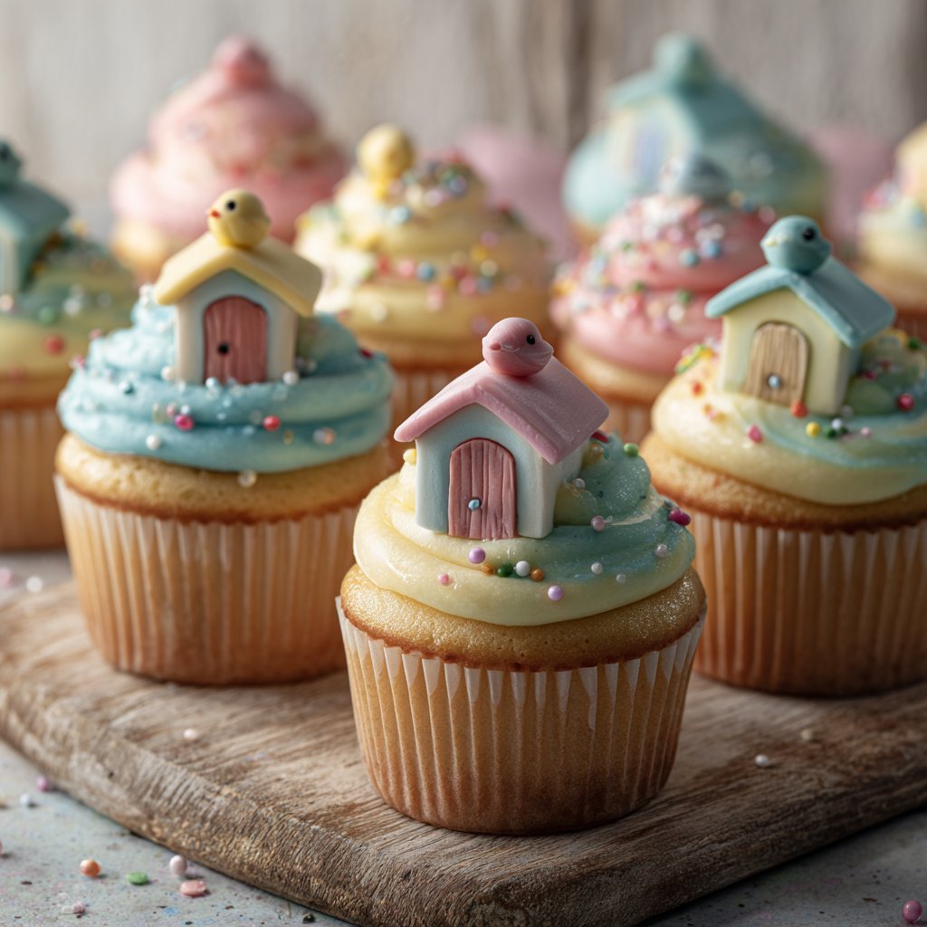 Whimsical Birdhouse Cupcakes