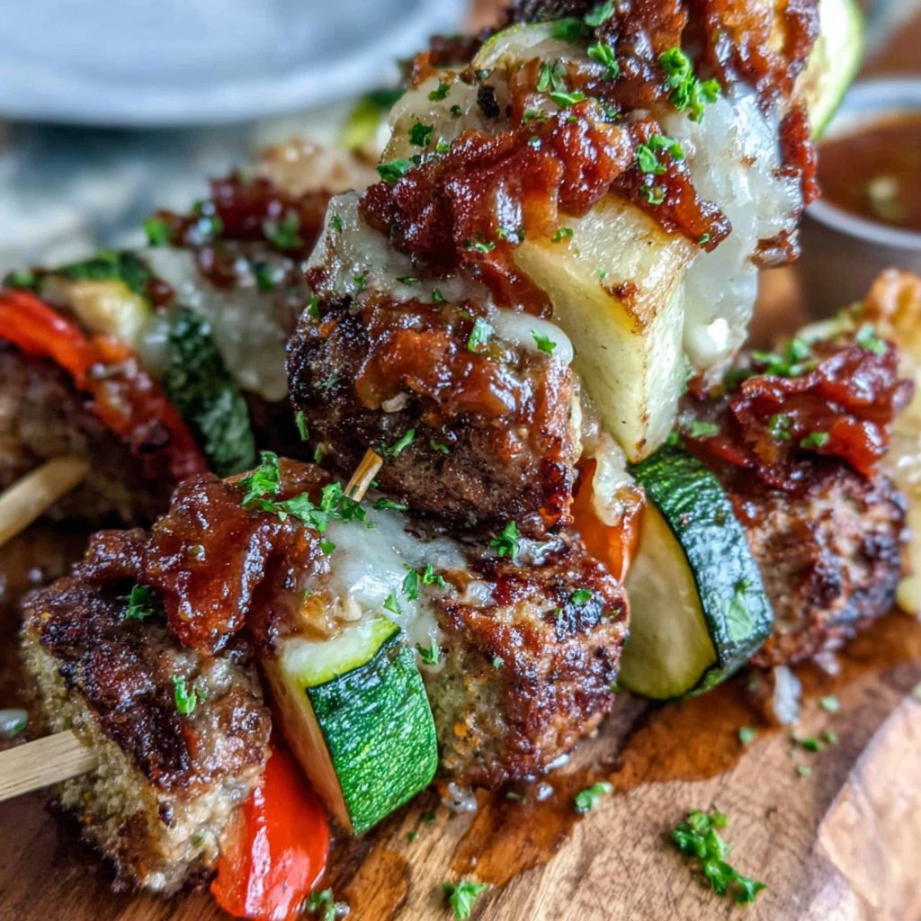 Savory Hamburger Vegetable Skewers