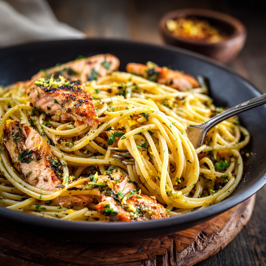 Italian Herb Salmon Spaghetti