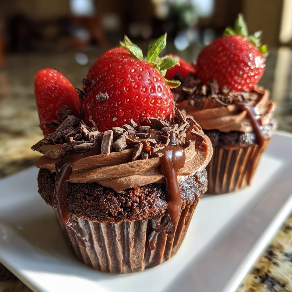 Double Chocolate Strawberry Cupcakes